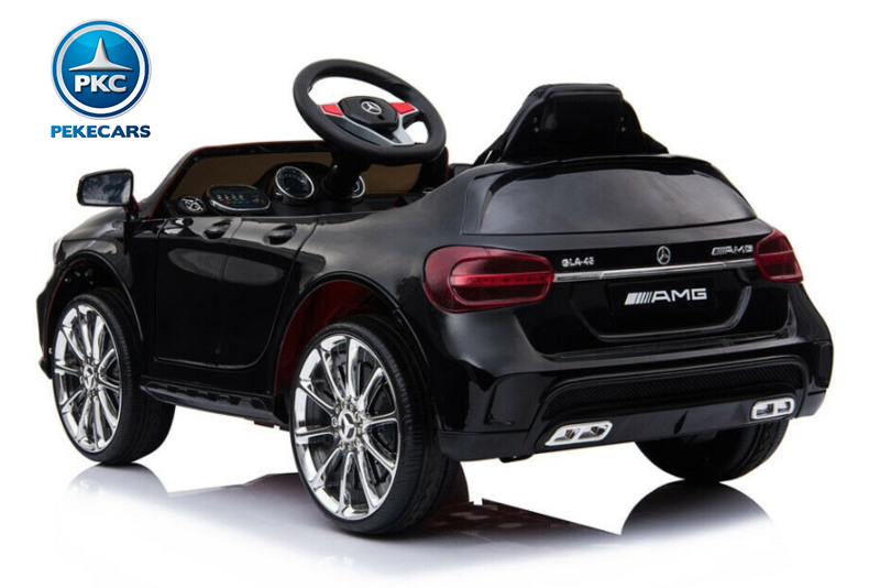 Coche eléctrico para niños mercedes GLA45 Negro metalizado vista 3/4