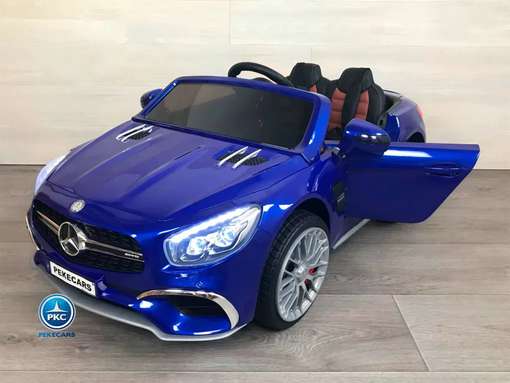 Coche electrico para niños Mercedes SL65 con MP4 Azul Metalizado vista principal