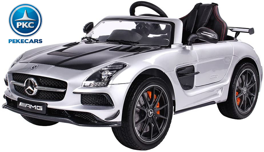 Coche electrico para niños Mercedes deportivo sls Plata Metalizado vista principal