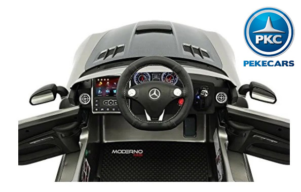Coche electrico para niños Mercedes deportivo sls Plata Metalizado interior