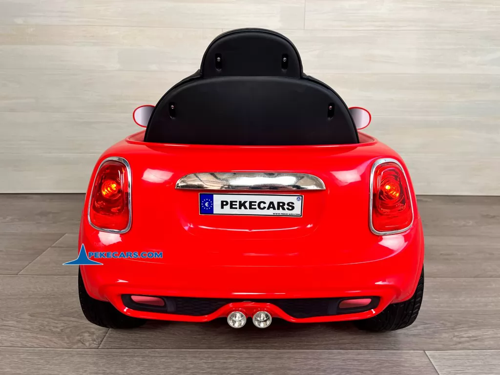 mini style rojo coche electrico niños vista trasera