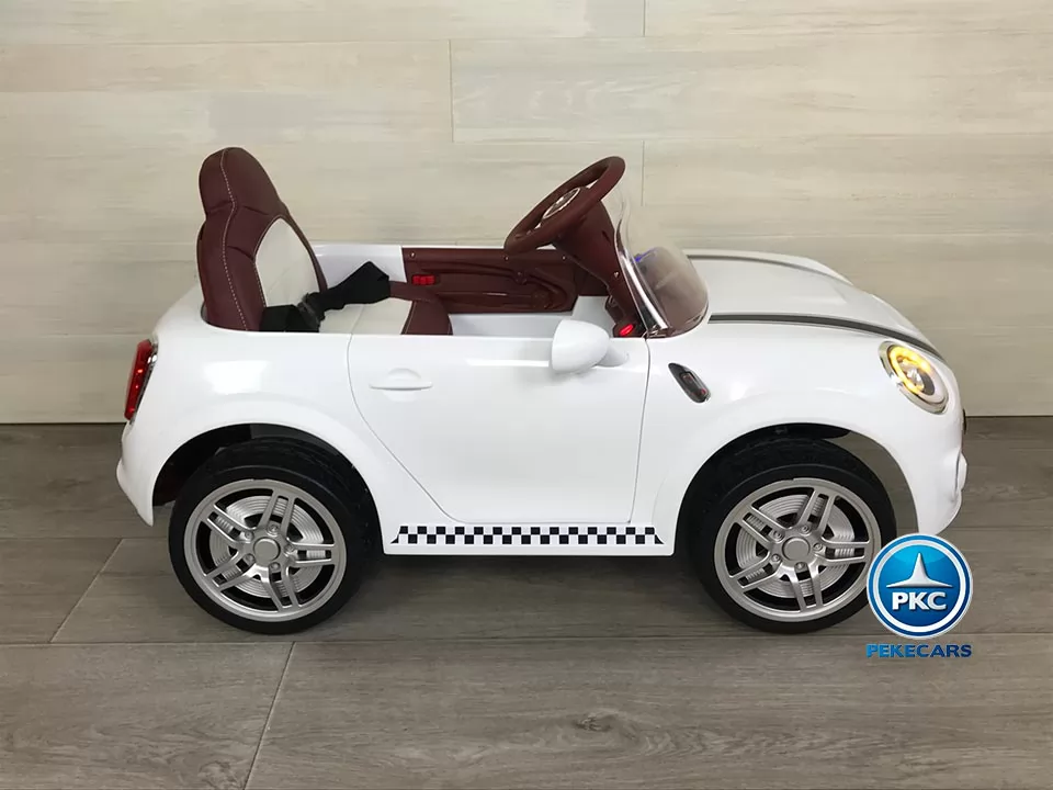 Coche eléctrico para niños Mini Style blanco vista lateral