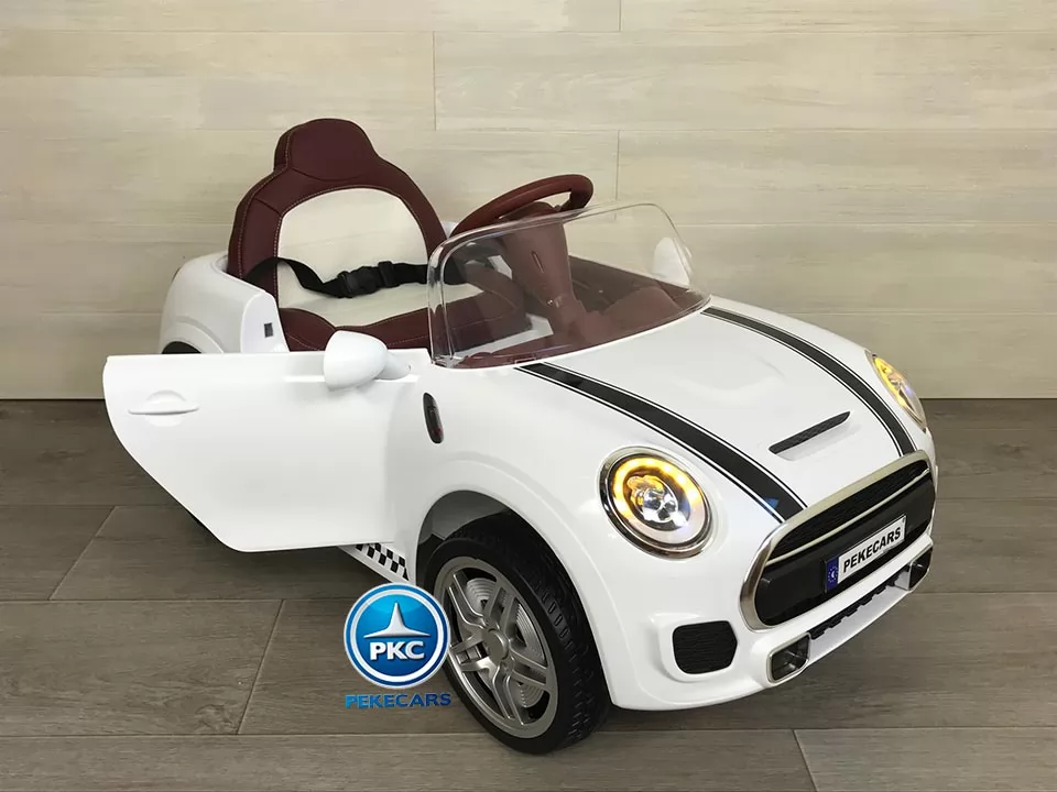 Coche eléctrico para niños Mini Style blanco vista perfil izquierdo