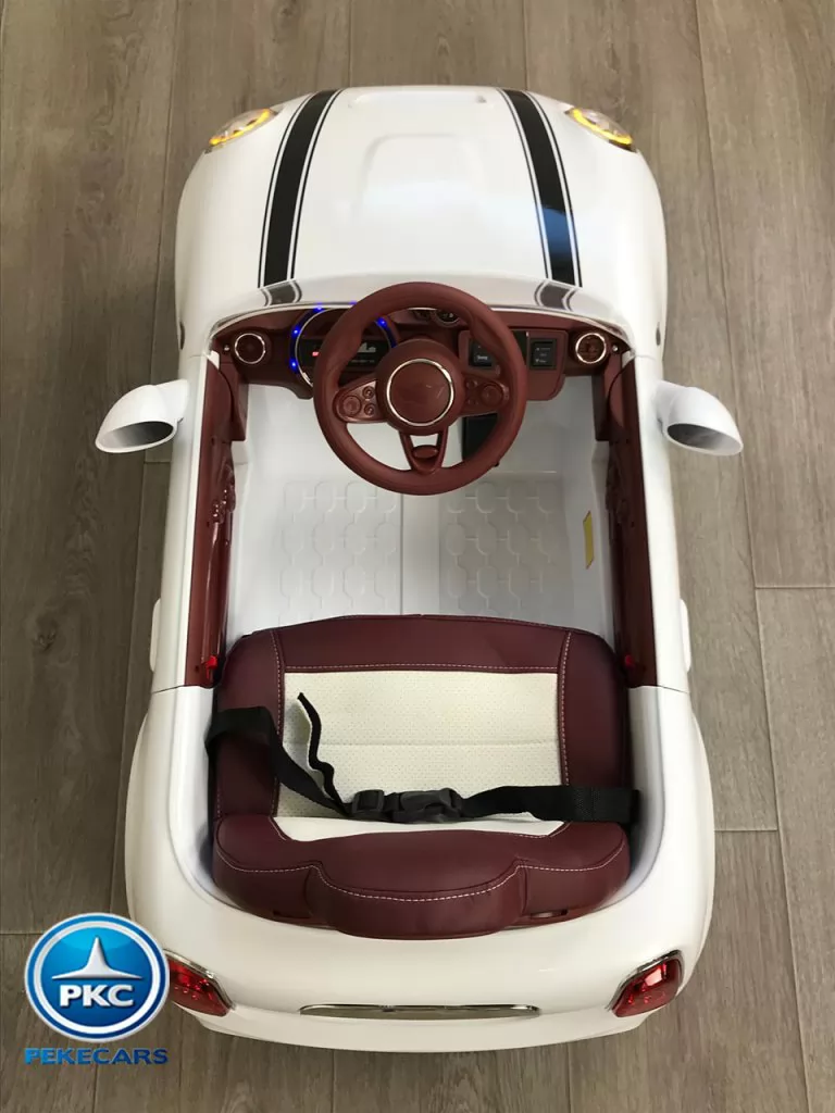 Coche eléctrico para niños Mini Style blanco vista arriba al revés