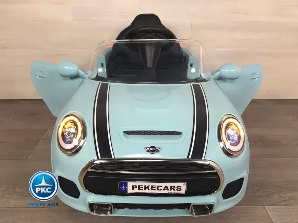 Coche electrico para niños Mini Style Azul vista de frente puertas abiertas