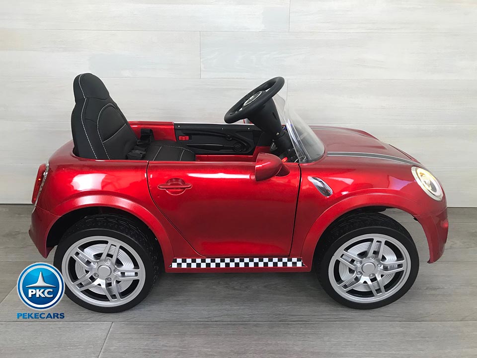 Coche eléctrico para niños Mini Style rojo metalizado vista lateral