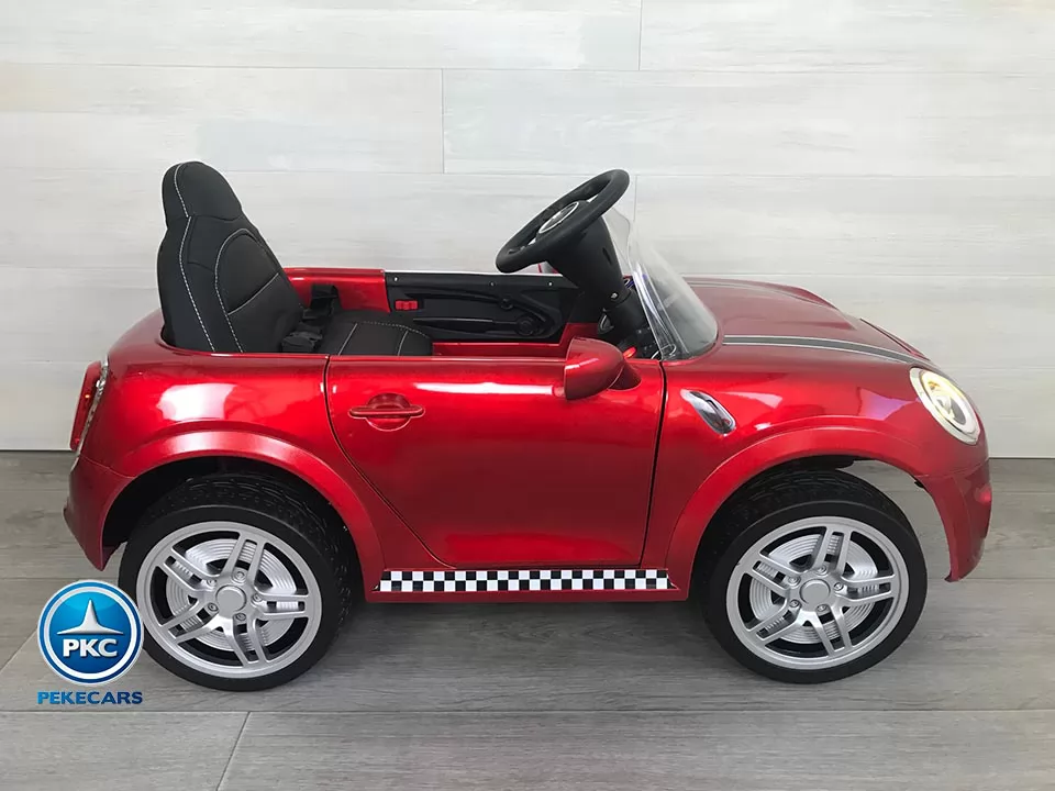 Coche eléctrico para niños Mini Style rojo metalizado vista lateral