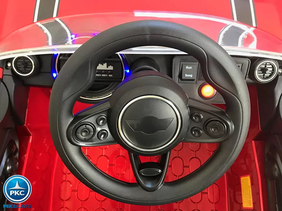 Coche eléctrico para niños Mini Style rojo metalizado volante