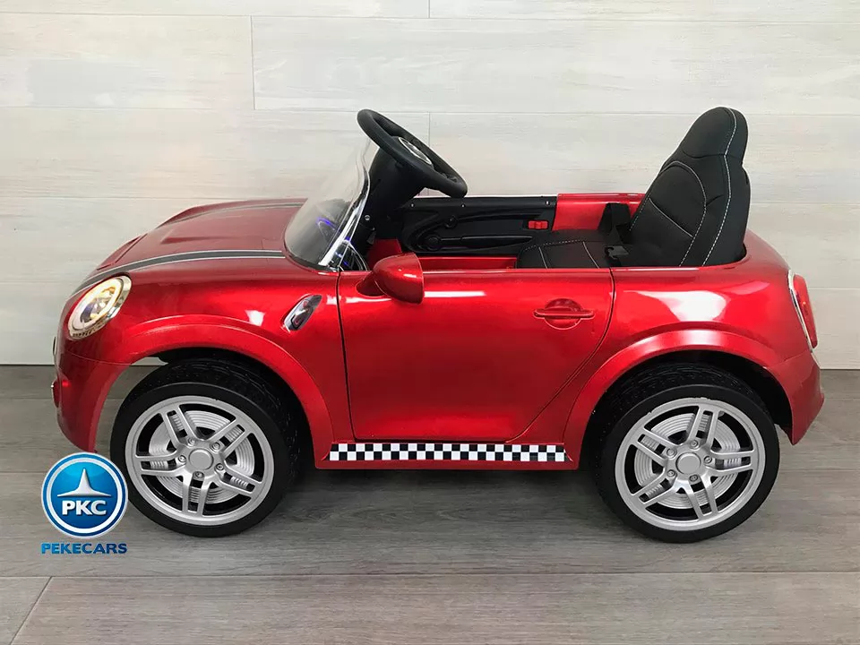 Coche eléctrico para niños Mini Style rojo metalizado vista lateral