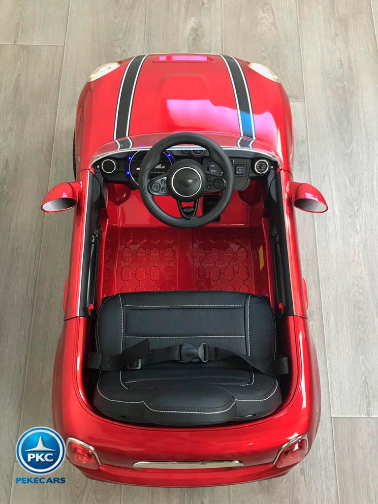 Coche eléctrico para niños Mini Style rojo metalizado vista desde arriba al revés