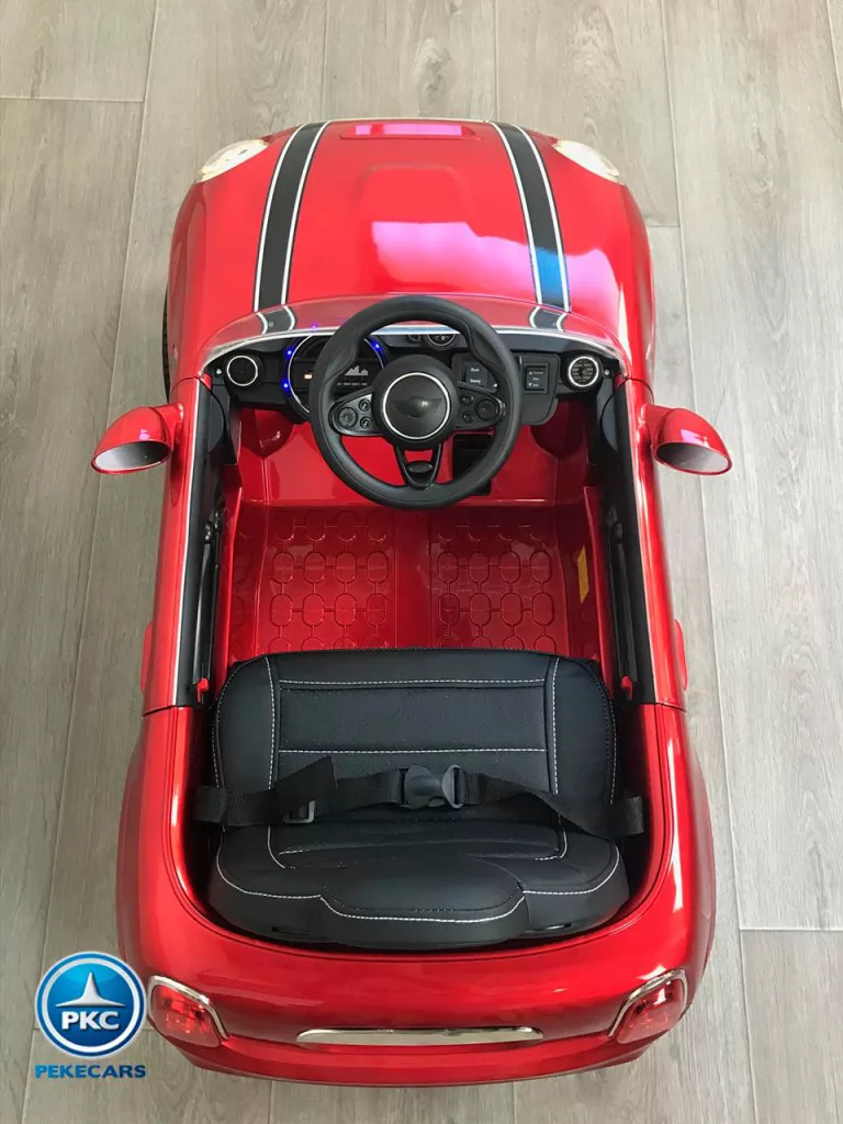 Coche eléctrico para niños Mini Style rojo metalizado vista desde arriba al revés