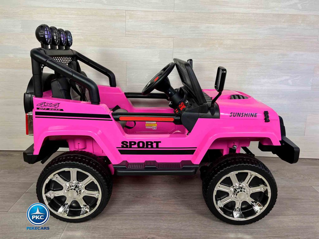 Coche eléctrico para niños Monster Jeep Rosa