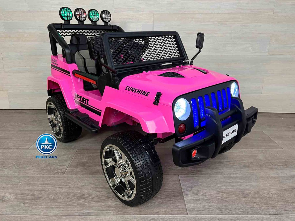 Coche eléctrico para niños Monster Jeep Rosa