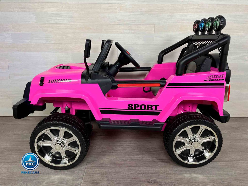 Coche eléctrico para niños Monster Jeep Rosa