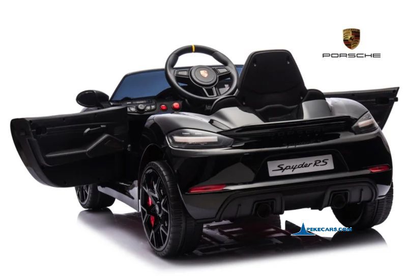 Porsche 718 Spyder RS 12V 2.4G Negro Metalizado puertas abiertas