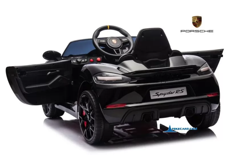 Porsche 718 Spyder RS 12V 2.4G Negro Metalizado puertas abiertas