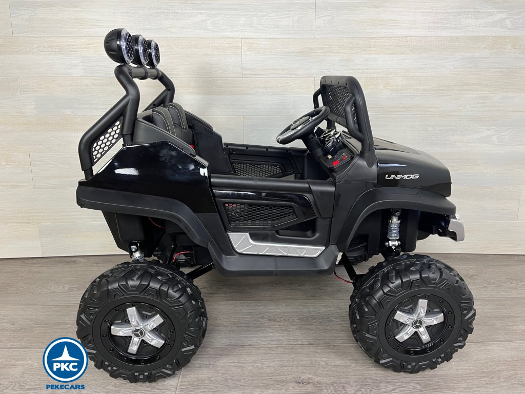 Todoterreno Mercedes Unimog 12v negro lateral