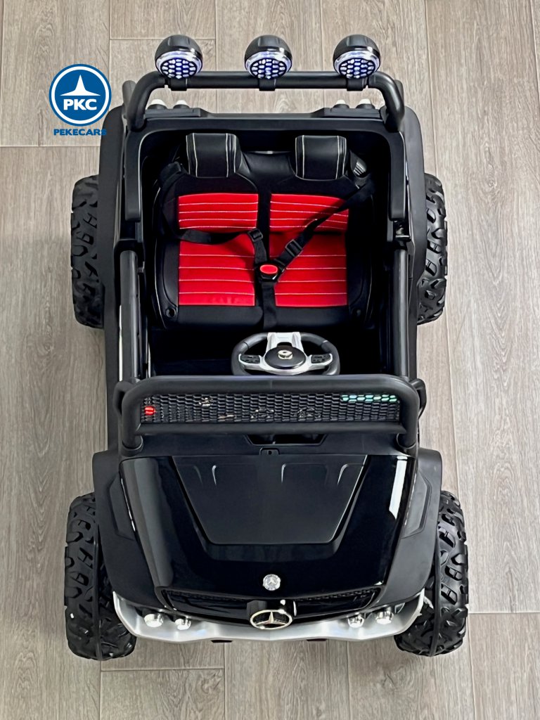 Todoterreno Mercedes Unimog 12v negro desde arriba