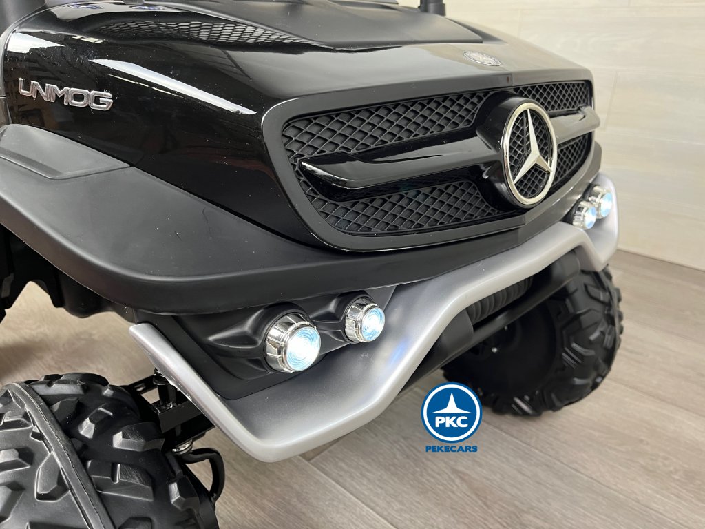 Todoterreno Mercedes Unimog 12v negro paragolpes delantero