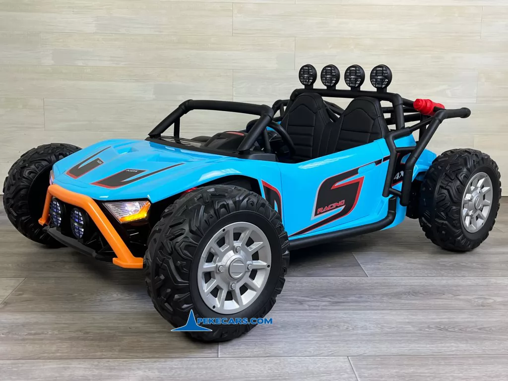 coche electrico niños todoterreno utv racing 24v azul vista lado