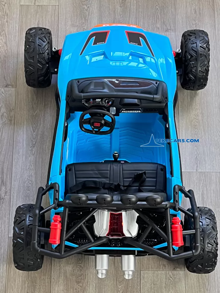 todoterreno utv racing 24v azul coches para niños vista arriba detalle