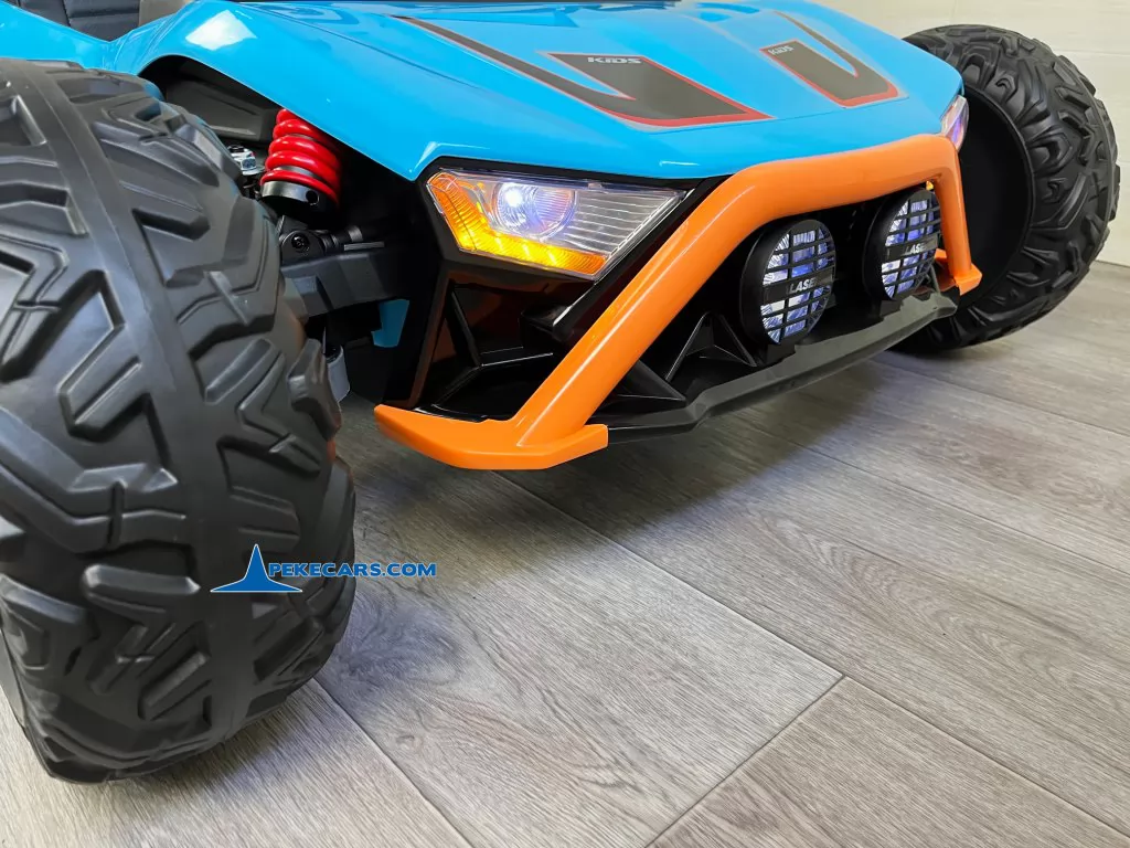coches teledirigidos todoterreno utv racing 24v azul detalle faros