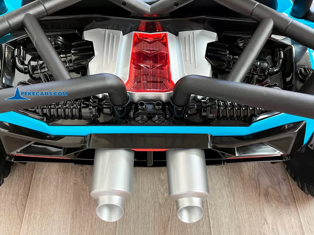 todoterreno utv racing 24v azul coches teledirigidos detalle motor detras