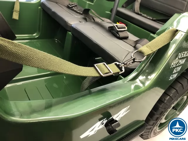 Jeep eléctrico para niños Willys Army cinturón seguridad