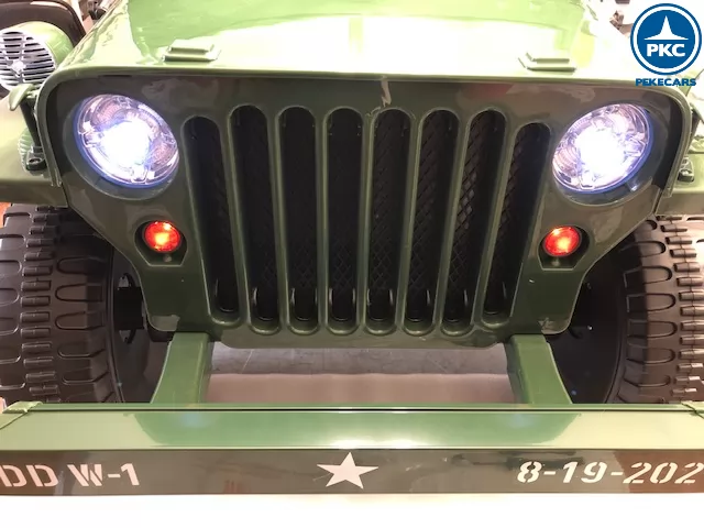Jeep eléctrico para niños Willys Army luces delanteras