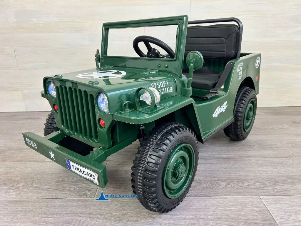 Todoterreno Willys Army Jeep 12V 1 Plaza verde perspectiva