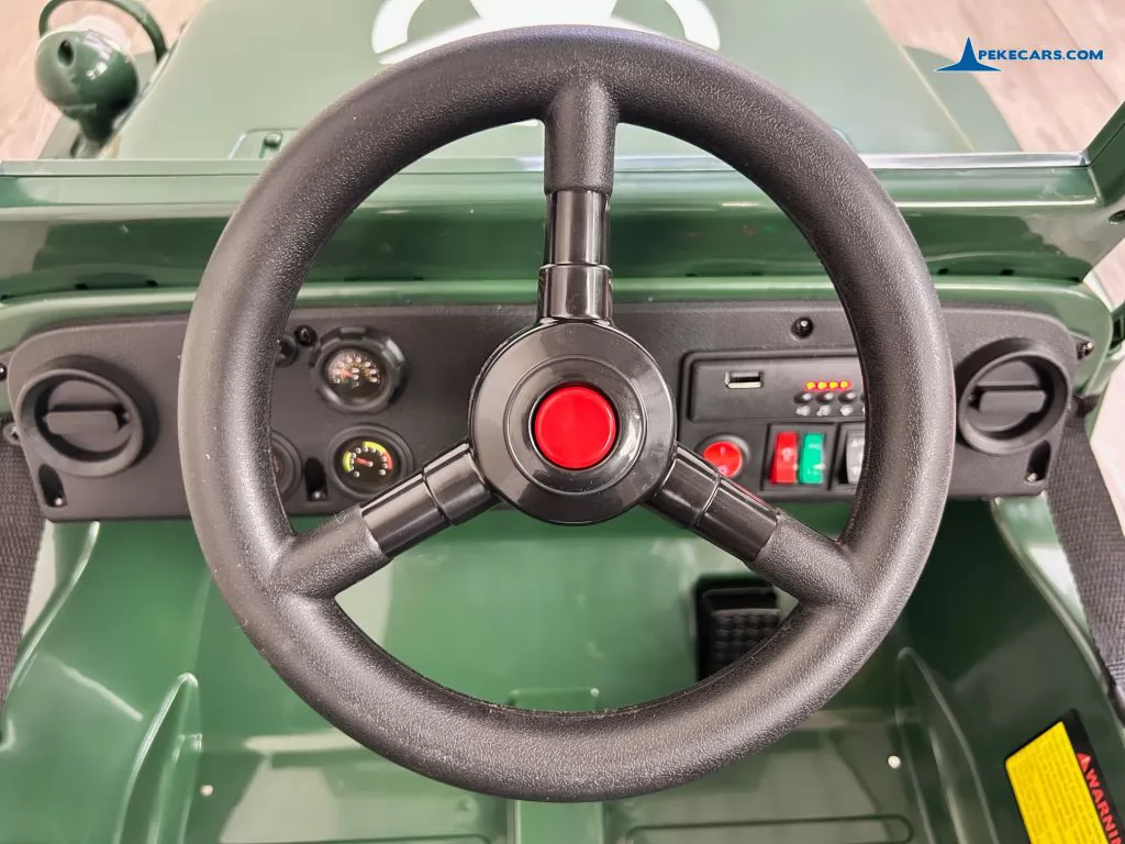 Todoterreno Willys Army Jeep 12V 1 Plaza verde volante