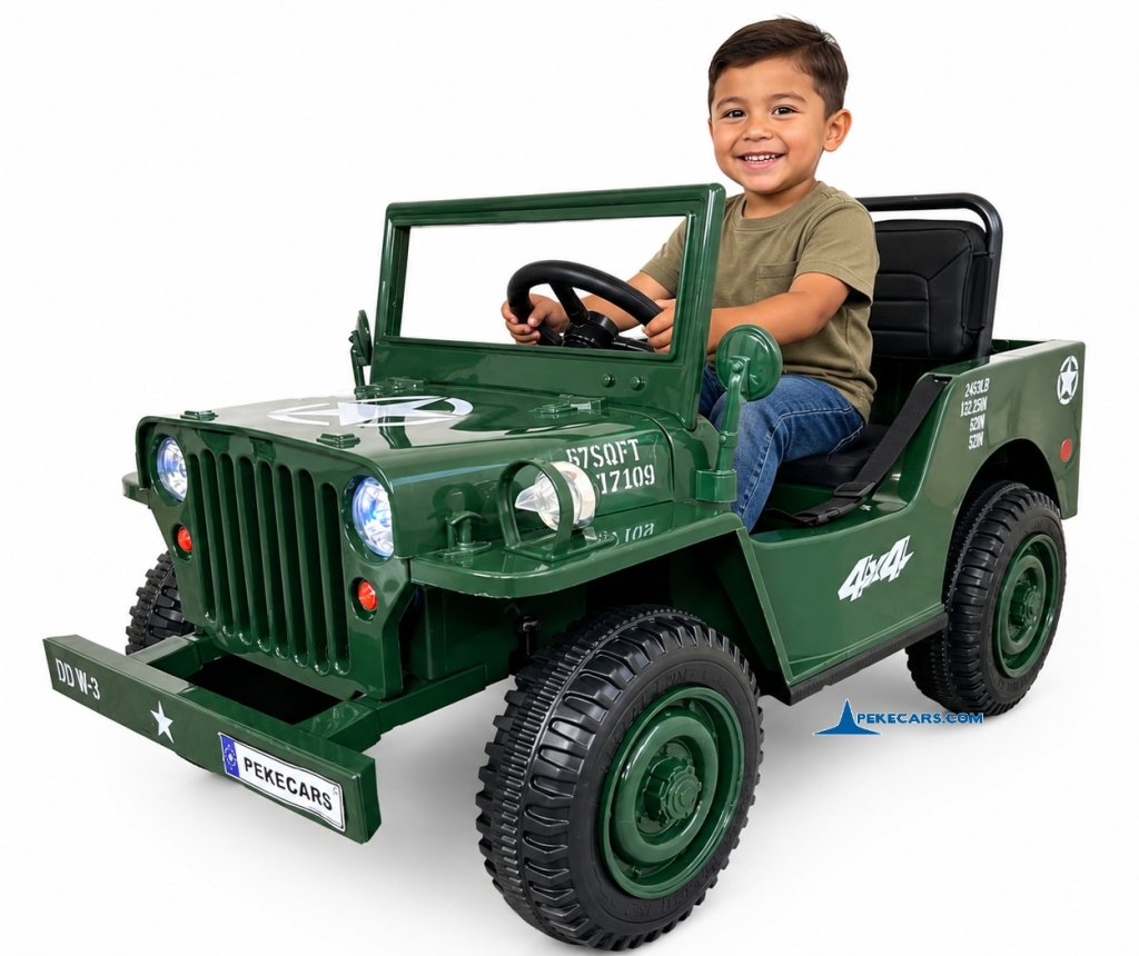 Todoterreno Willys Army Jeep 12V 1 Plaza verde