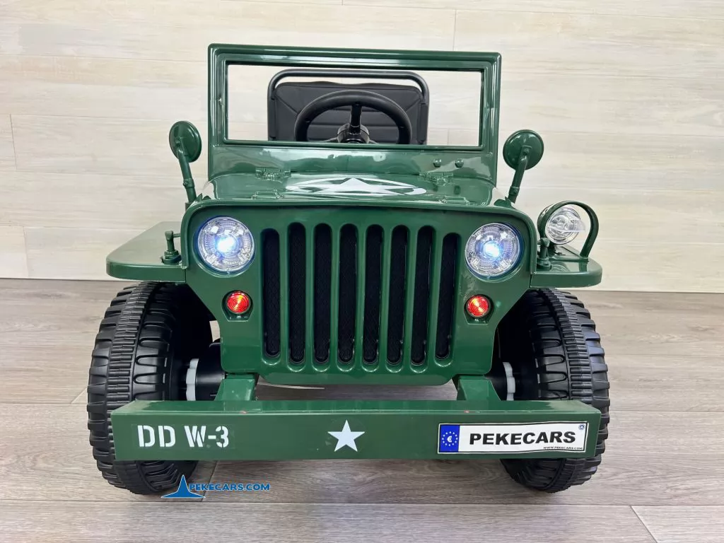 Todoterreno Willys Army Jeep 12V 1 Plaza verde frontal