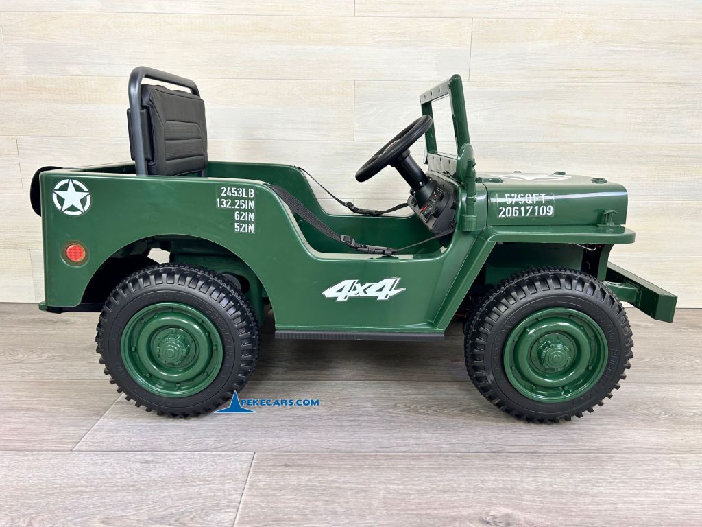 Todoterreno Willys Army Jeep 12V 1 Plaza verde a batería