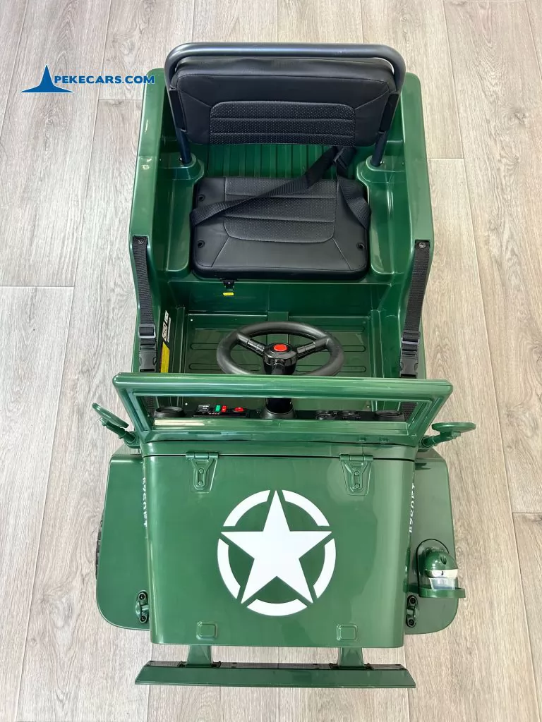 Todoterreno Willys Army Jeep 12V 1 Plaza verde desde arriba