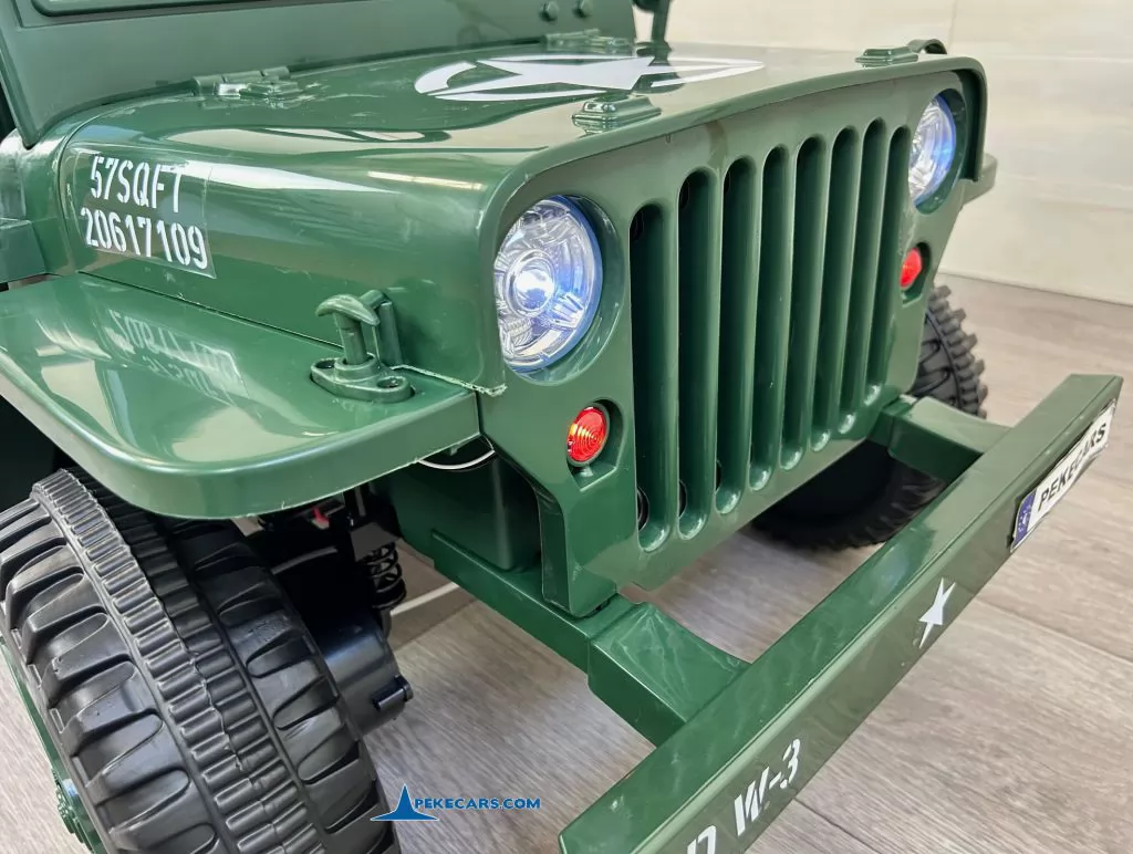 Todoterreno Willys Army Jeep 12V 1 Plaza verde faros
