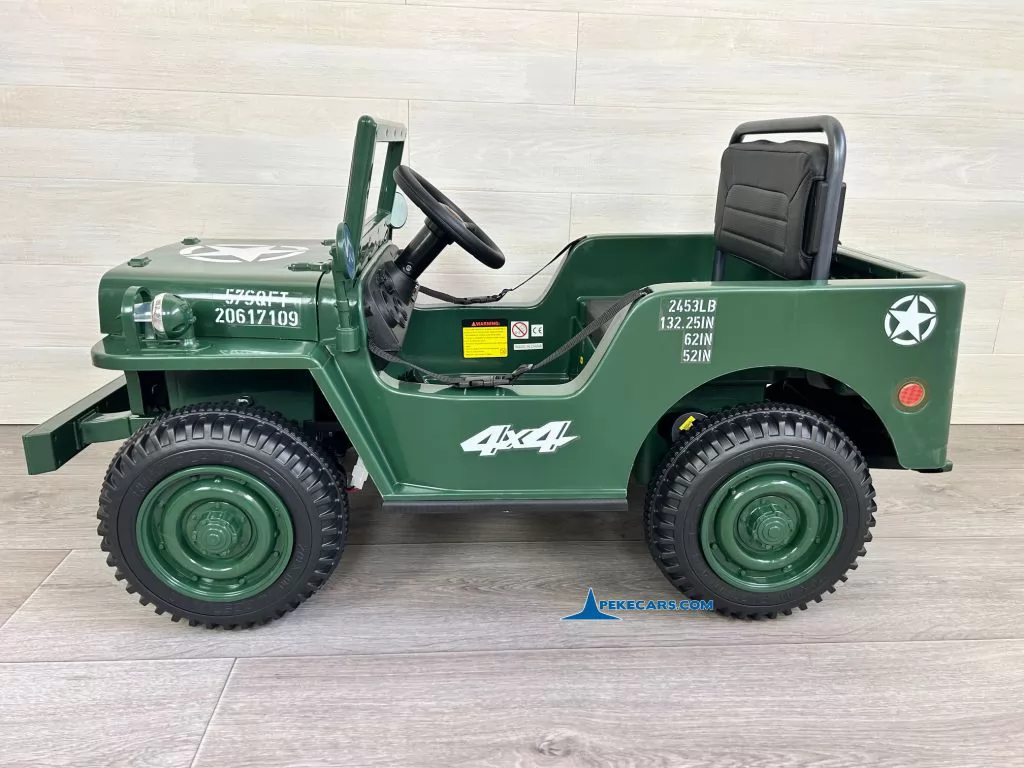 Todoterreno Willys Army Jeep 12V 1 Plaza verde lateral