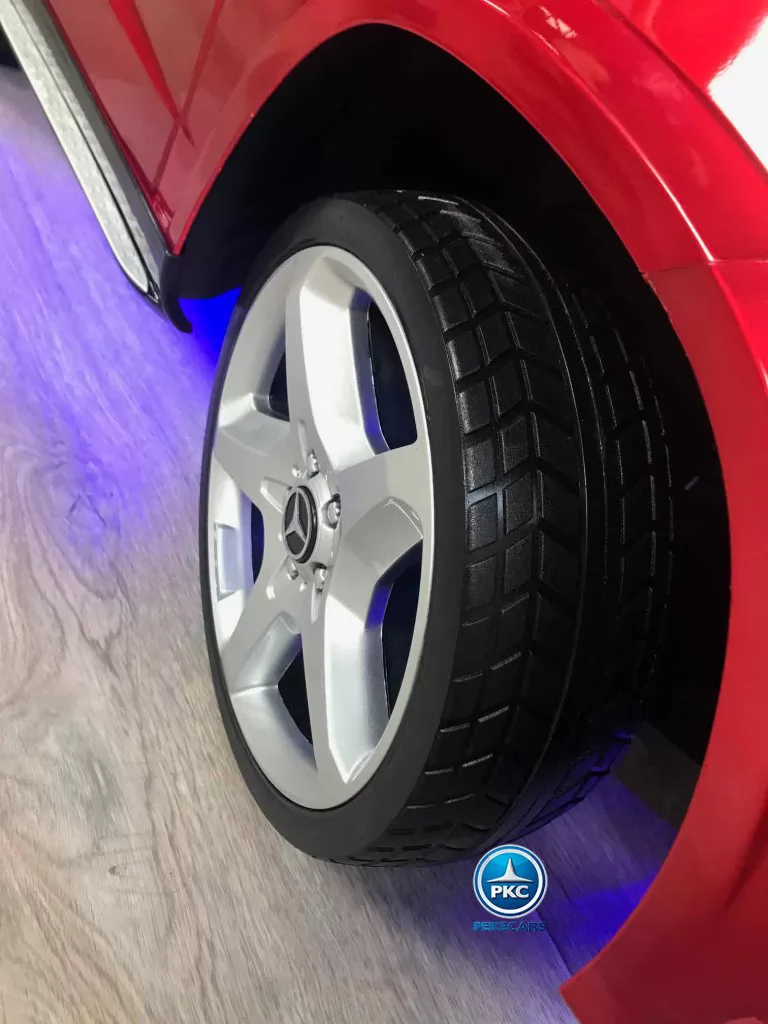 Coche electrico para niños Mercedes GL63 Version Super Luxe Rojo vista rueda