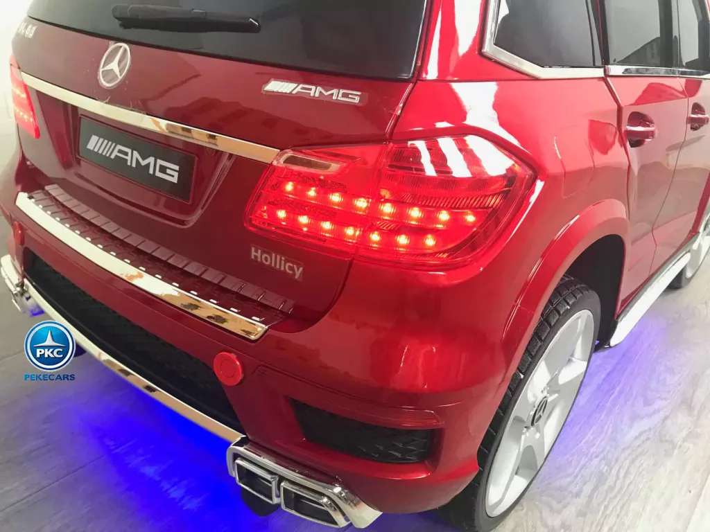 Coche electrico para niños Mercedes GL63 Version Super Luxe Rojo vista trasera faros