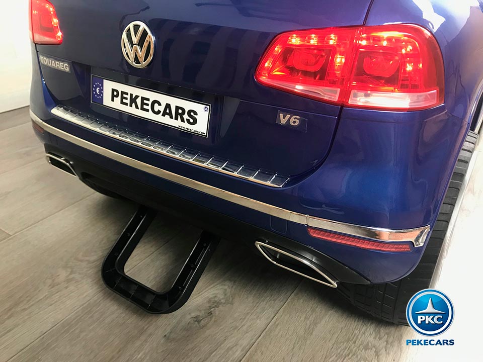 Coche electrico para niños Volkswagen Touareg MP4 Azul Metalizado vista trasera faros