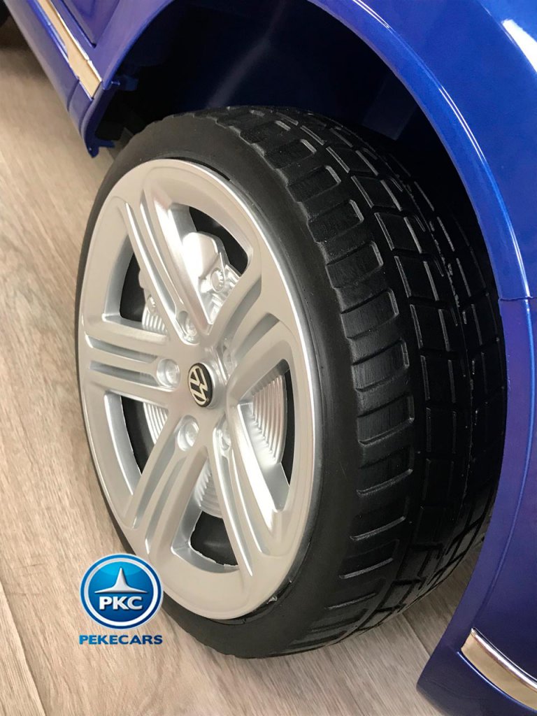 Coche electrico para niños Volkswagen Touareg MP4 Azul Metalizado vista rueda