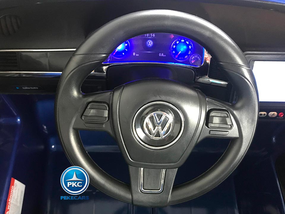 Coche electrico para niños Volkswagen Touareg MP4 Azul Metalizado vista volante