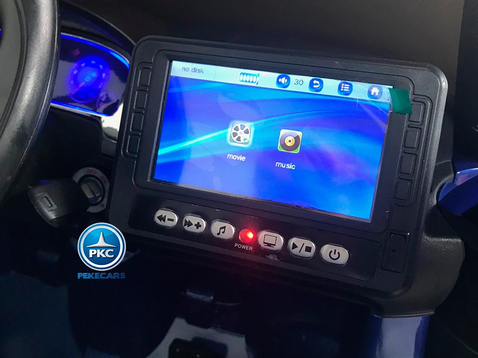 Coche electrico para niños Volkswagen Touareg MP4 Azul Metalizado vista pantalla mp4
