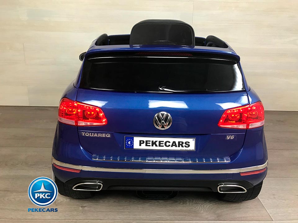 Coche electrico para niños Volkswagen Touareg MP4 Azul Metalizado vista trasera