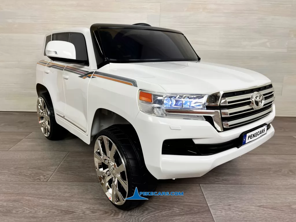 coches para niños toyota land cruiser 12v blanco detalle frente izquierda