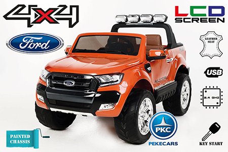 Pekecars Ford ranger 4x4 12V con RC 2.4G y MP4 naranja