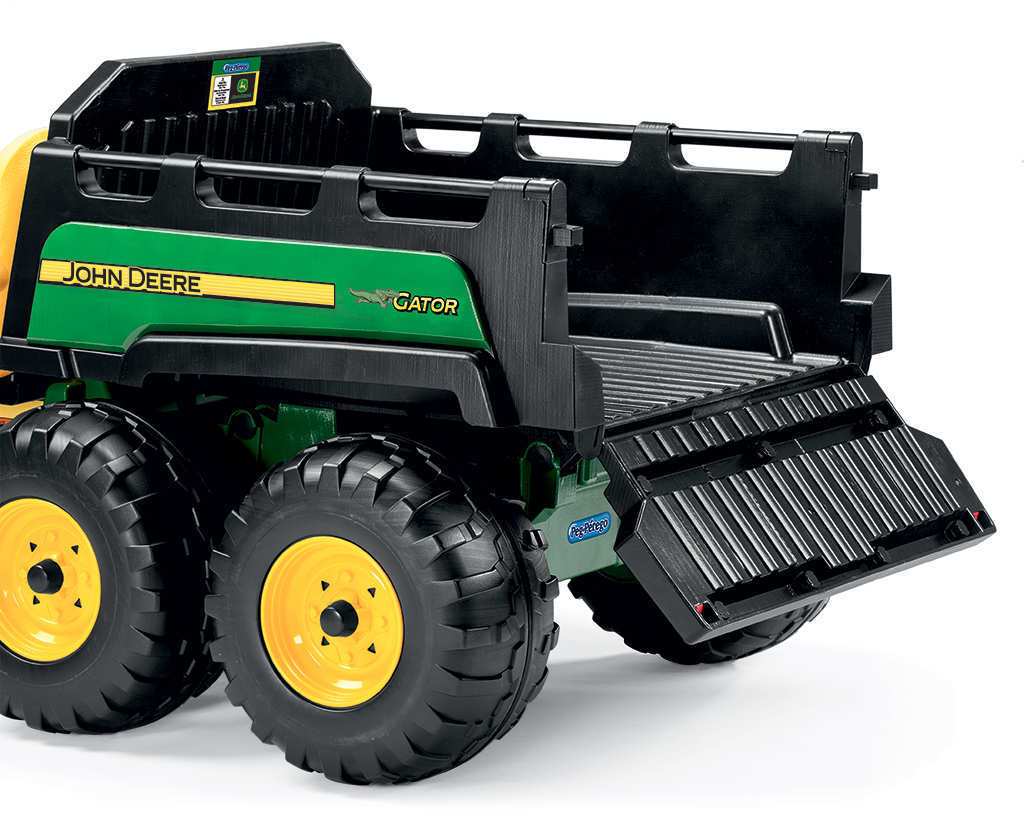 Tractor electrico infantil John Deere Gator HPX 2 plazas volquete con seccion que se abre