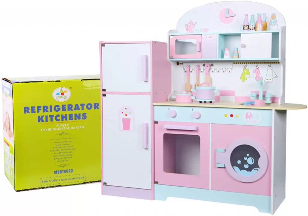 Cocina de madera rosa