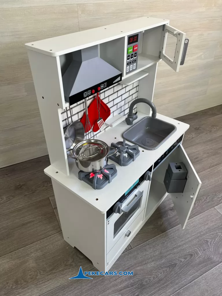 cocina de juguete grande blanca accesorios luces