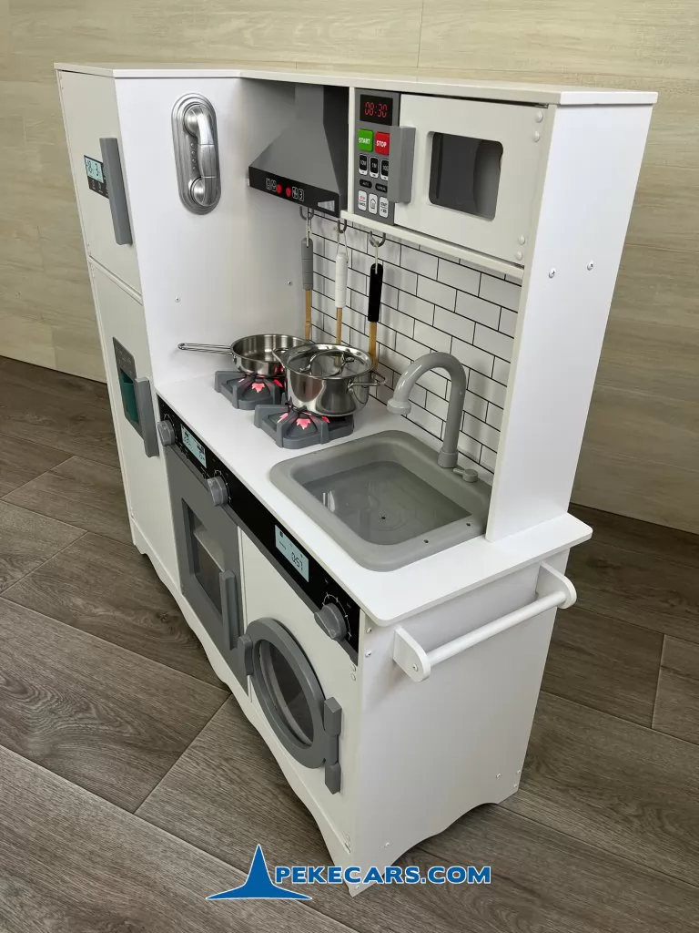 cocina de juguete de madera completa luz sonidos blanca